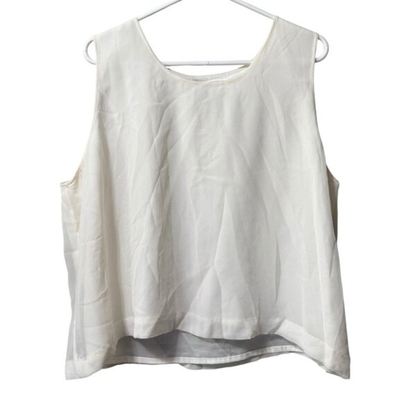 Drapers & Damons Silk Blend White Round Neck Sleeveless Tank Top Size‎ 1X Luxury - Picture 1 of 8